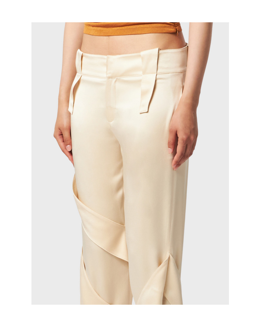 Blumarine Satin Wide-leg Cargo Trousers In White