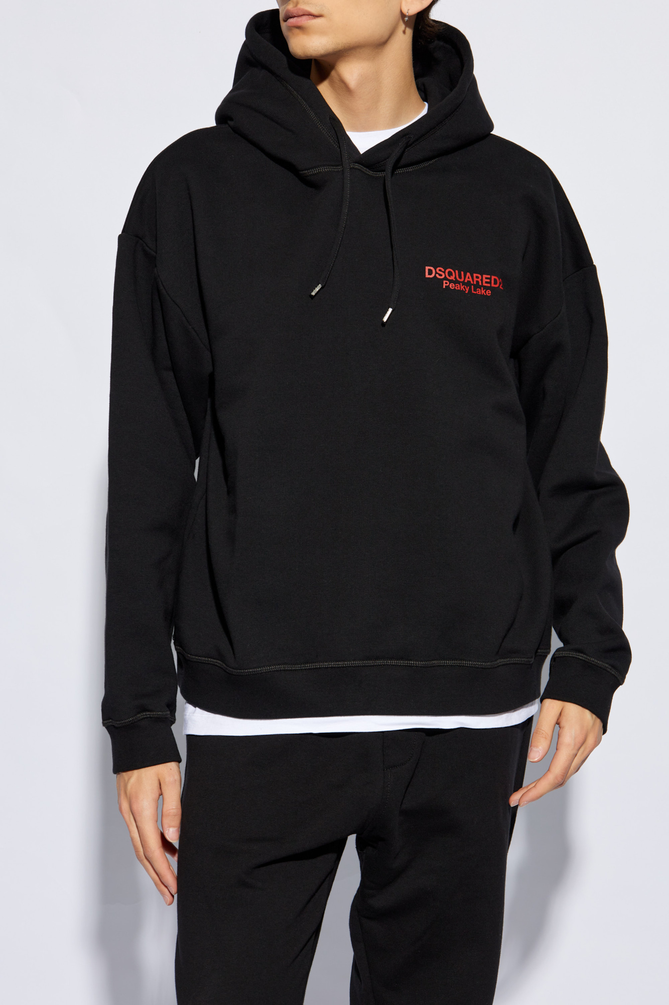 Dsquared2 Logo-print Drawstring Hoodie In Black