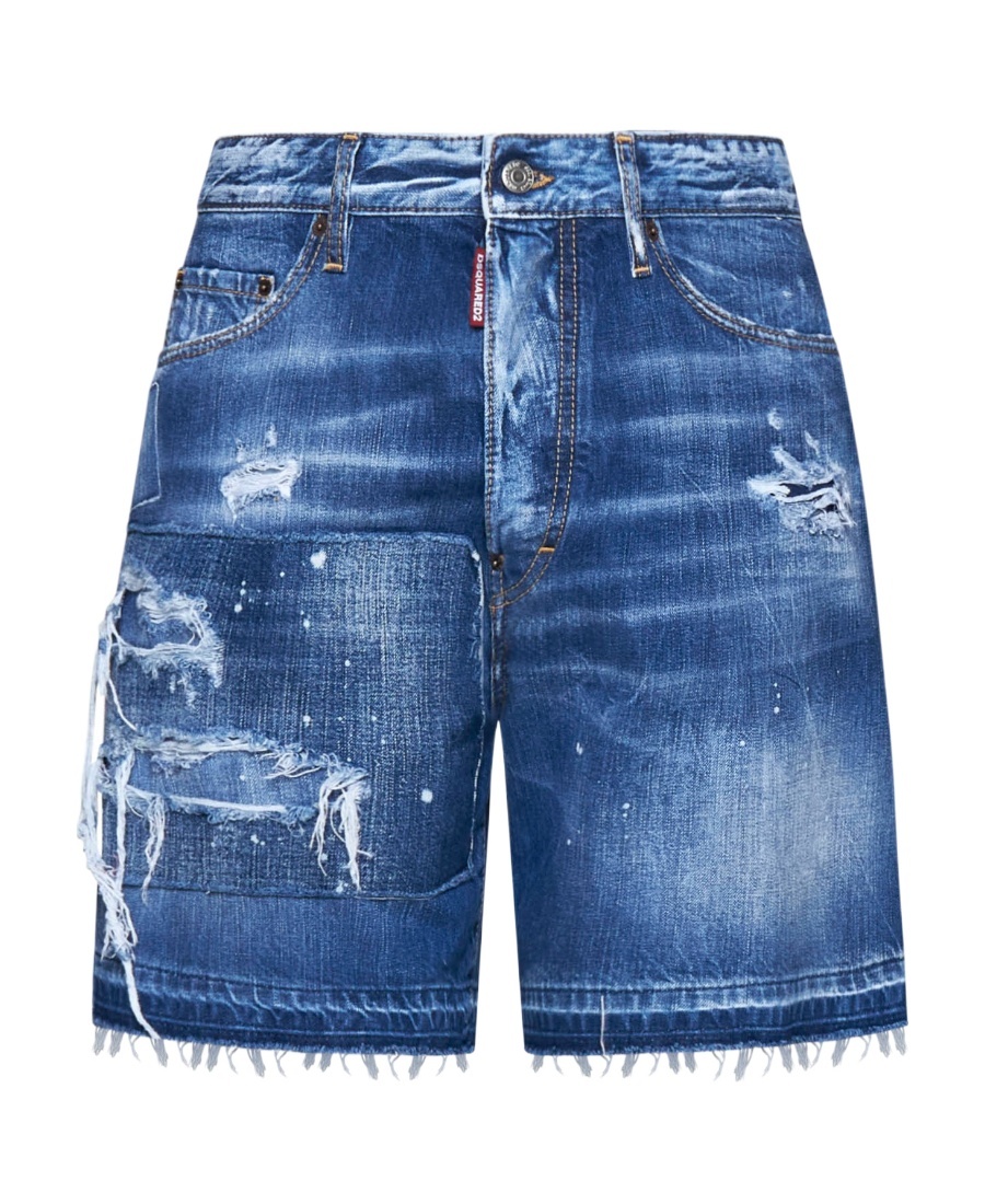 Dsquared2 Ripped Denim Shorts In Blue