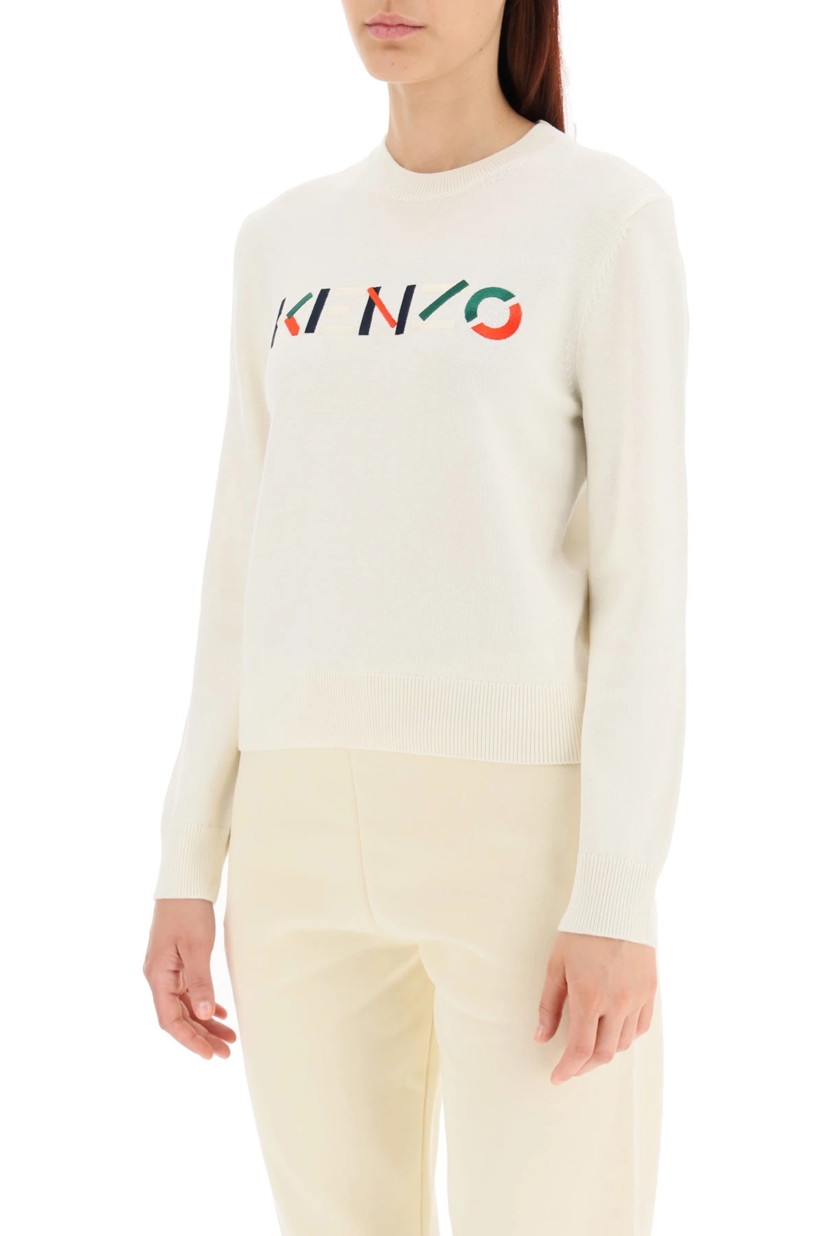 Kenzo Embroidered Logo Pullover In White