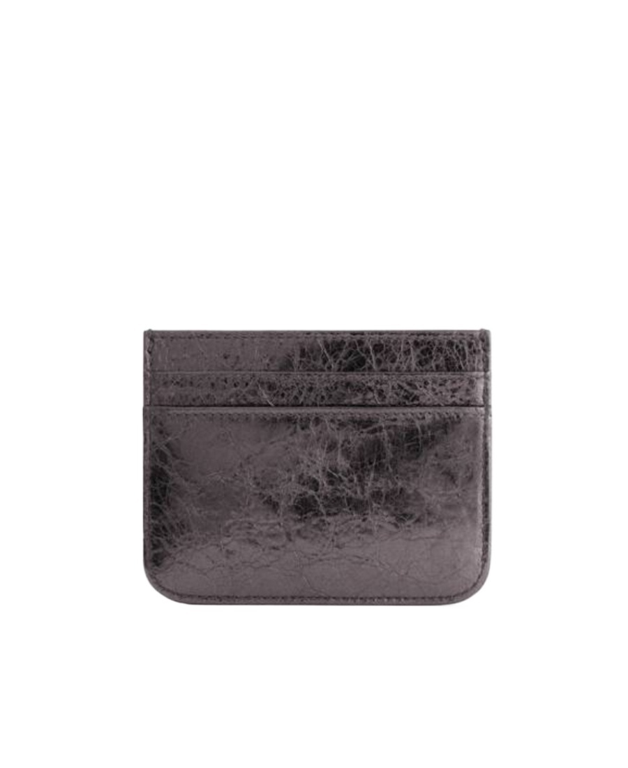 Balenciaga Women's Monaco Card Holder Metallized In Dark Grey In Gray