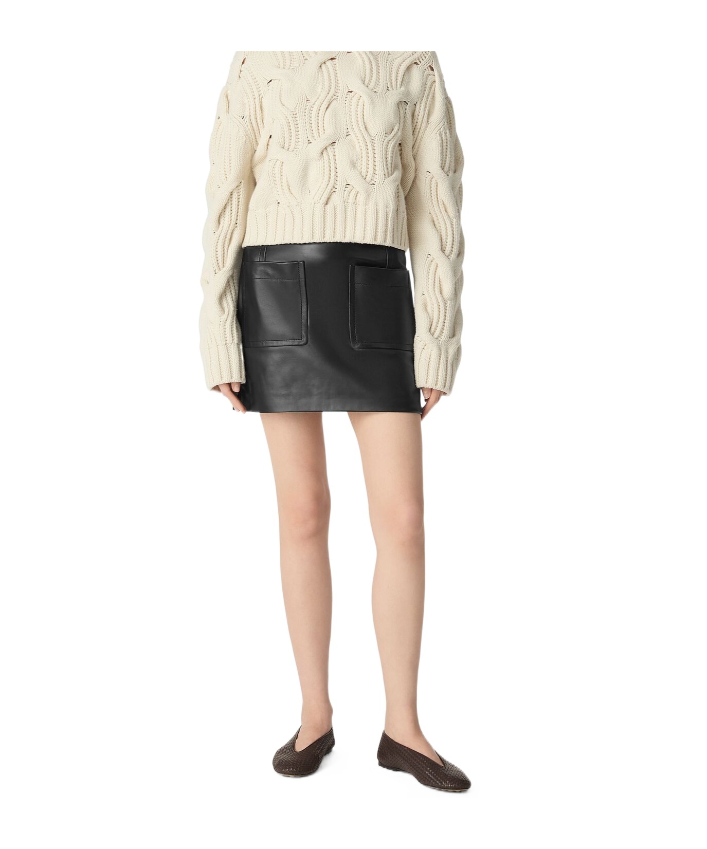 Bottega Veneta Leather Skirt In Black