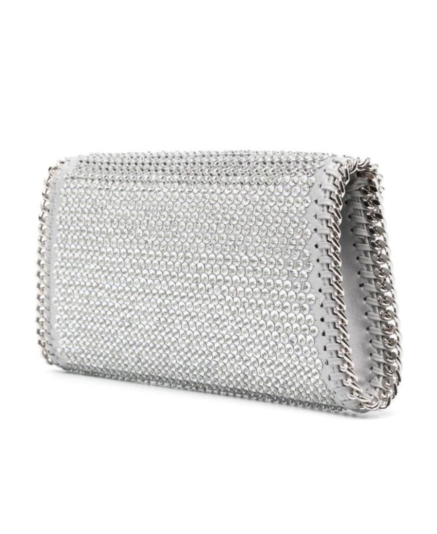 Stella Mccartney Falabella Flap-front Clutch Bag In Gray