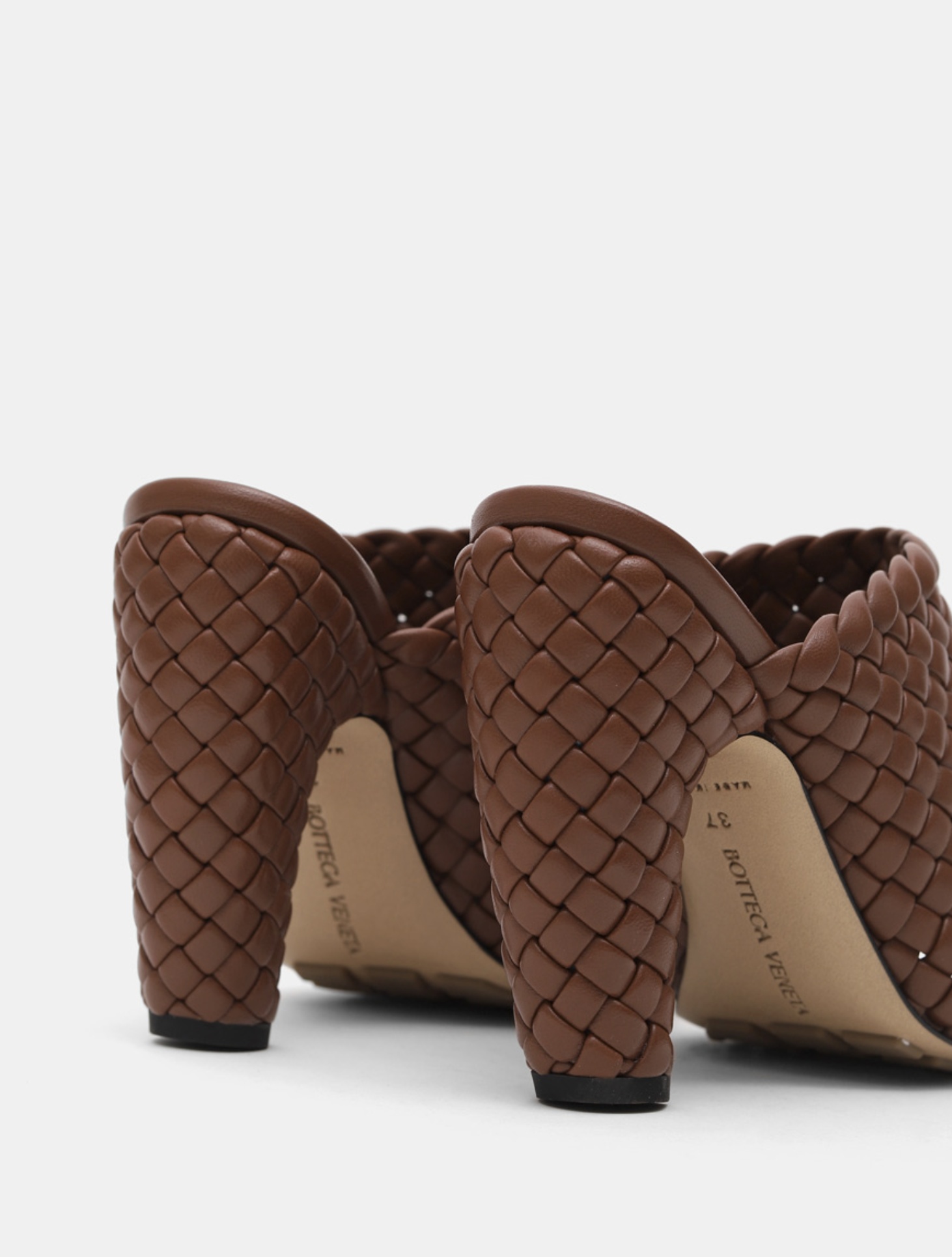 Bottega Veneta Womens Brown Canalazzo Intrecciato-weave Leather Heeled Mules In Brown