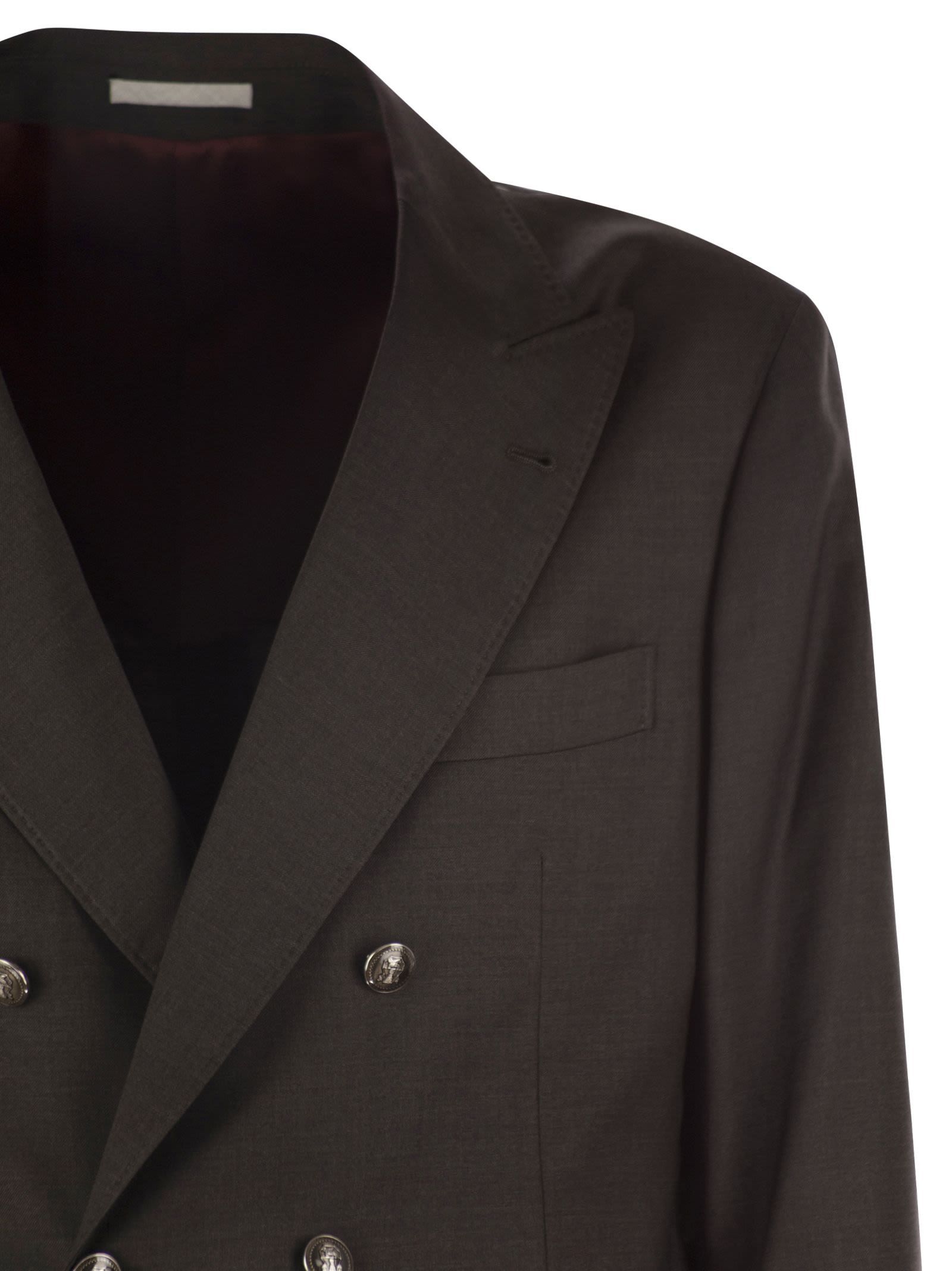 Brunello Cucinelli Men's Set With Chest And Half Jacket And Leisure-fit Trousers With Pleats In Black