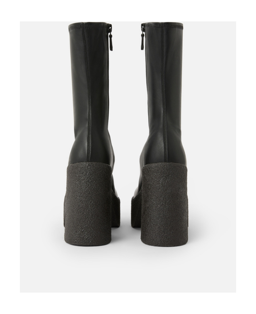 Stella Mccartney Black Skyla 120 Platform Vegan Leather Ankle Boots In Black