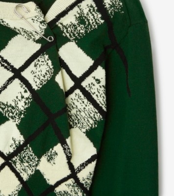 Burberry Check Cotton Knit Long Sleeve Sweater In Black