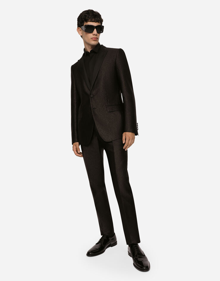 Dolce & Gabbana Glittered Single-breasted Blazer In Black