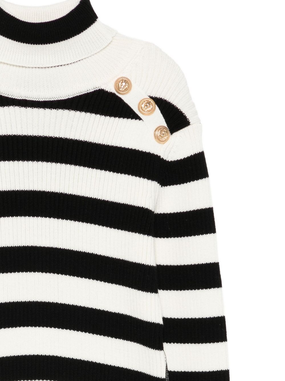 Balmain Striped High-neck Sweater In Black