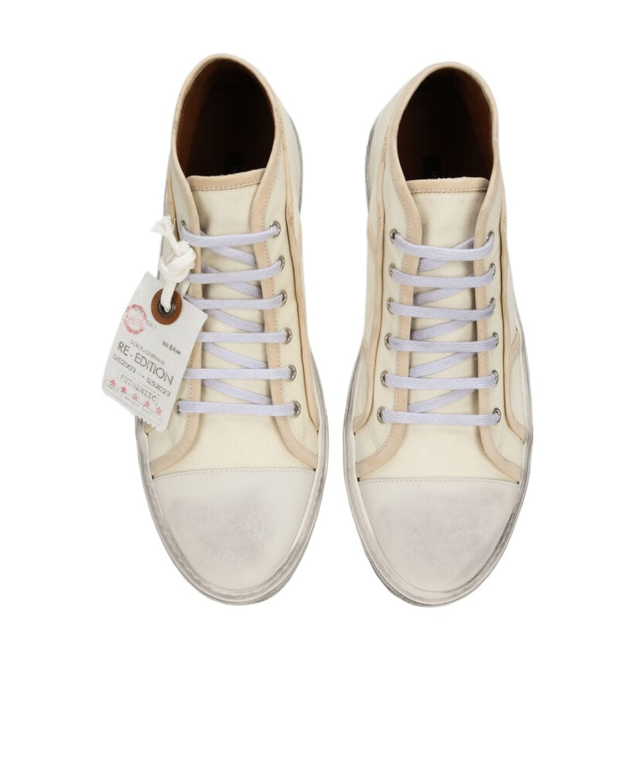 Dolce & Gabbana Vintage Mid Top Sneaker In Neutral