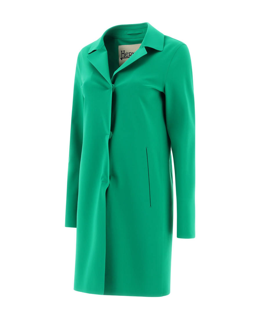 Herno Stretch Techno Jersey Trench Coat In Green