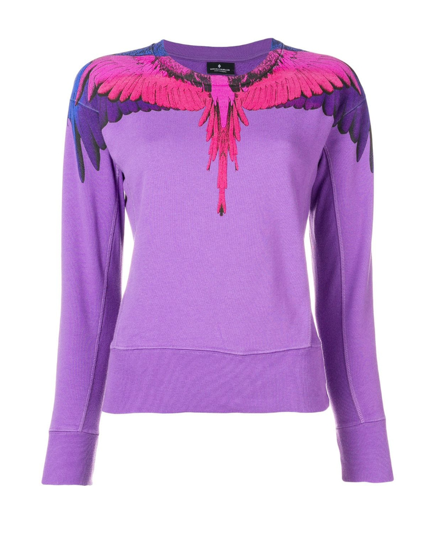 Marcelo Burlon County Of Milan Bird Feather Flying Wing Printed Pullover In Purple