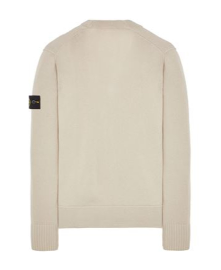 Stone Island Compass-motif Ribbed Cardigan In White