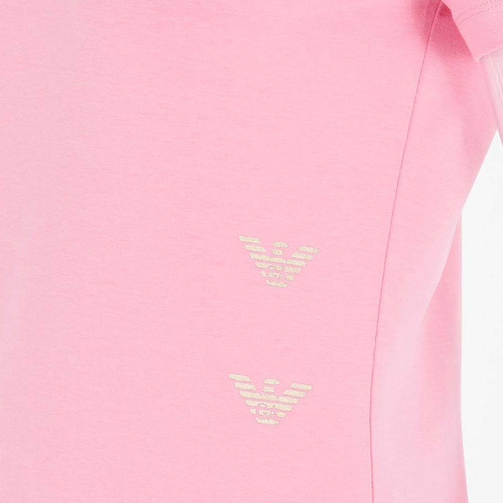 Ea7 T-shirt With Round Neck And Short Sleeves In Pink
