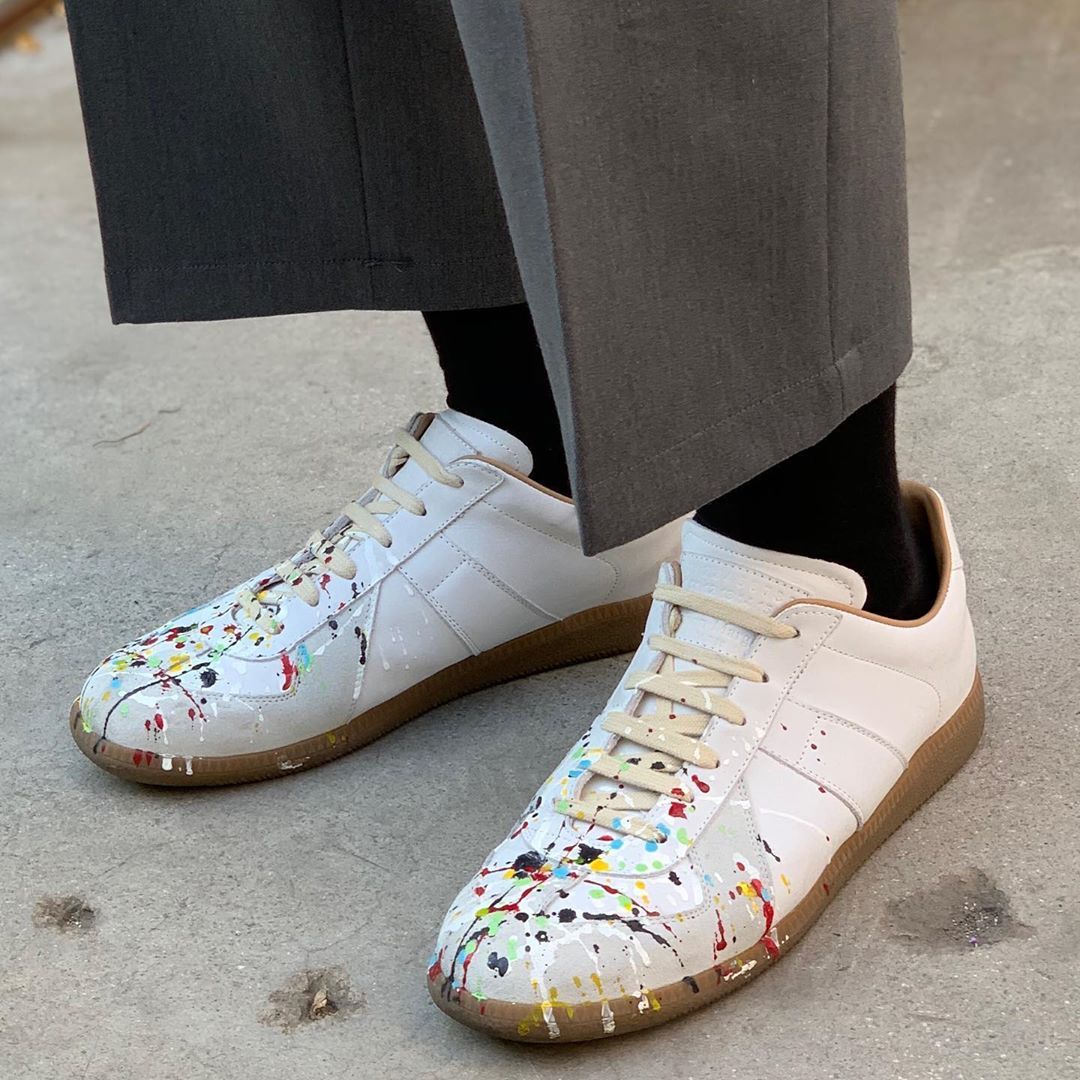 Maison Margiela Paint Splatter Sneakers In White