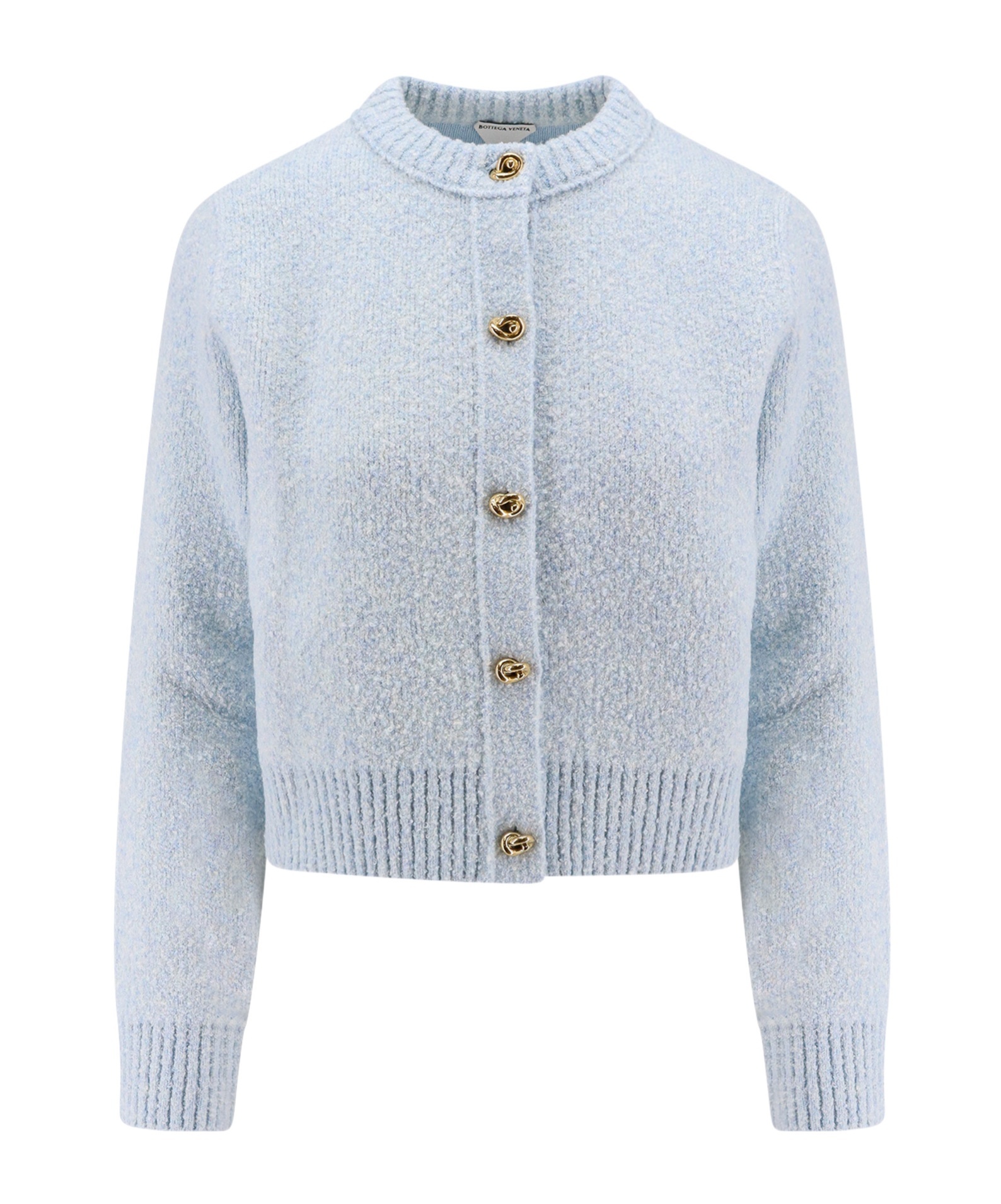 Bottega Veneta Long Sleeved Crewneck Cardigan In White