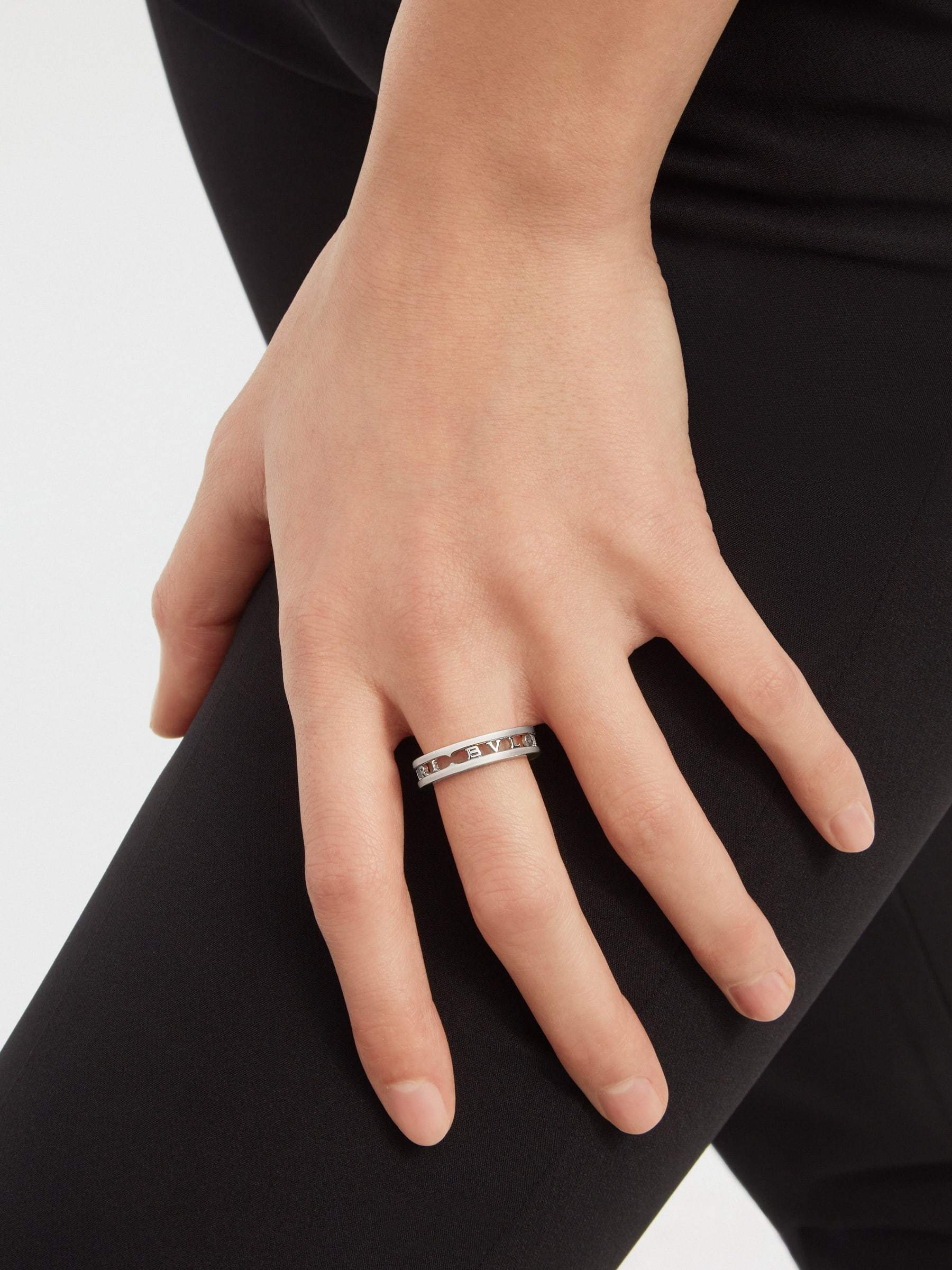 Bvlgari B. Zero1logo Carved Ring In White