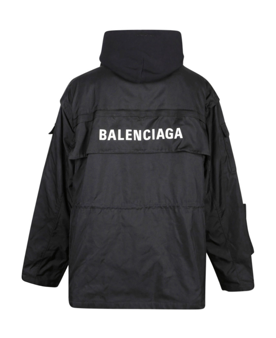 Balenciaga Logo-print Oversized Technical Parka In Black