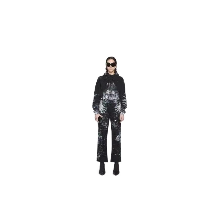 Balenciaga Painterly-print Track Pants In Black