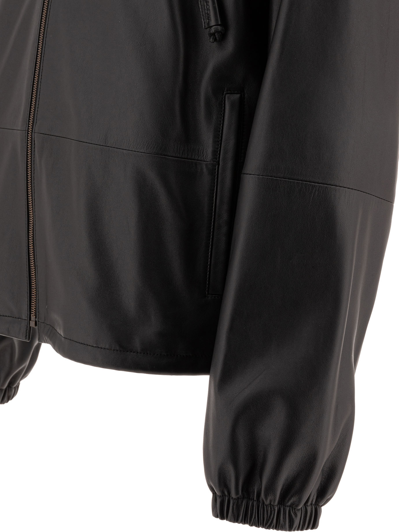 Loewe Hooded Zipped Leather Relaxed Fit Jacket In Black