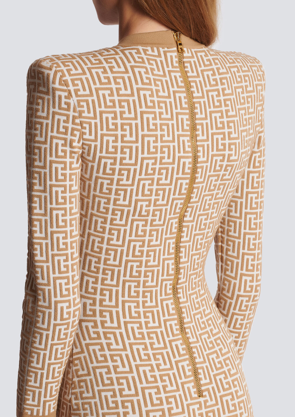 Balmain Labyrinth Monogram Long-sleeved Dress