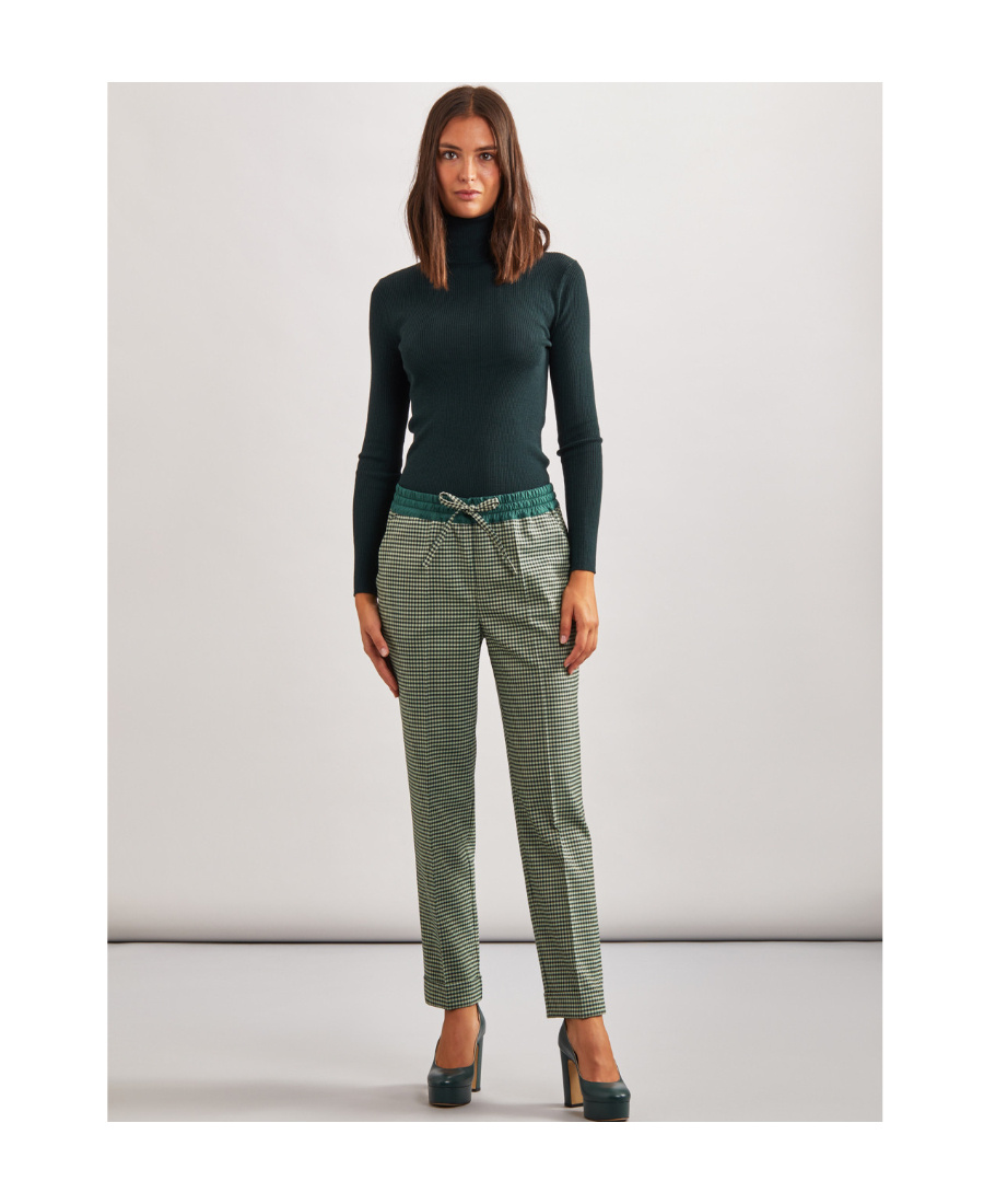P.a.r.o.s.h Fine-check Tapered Cropped Trousers In Green