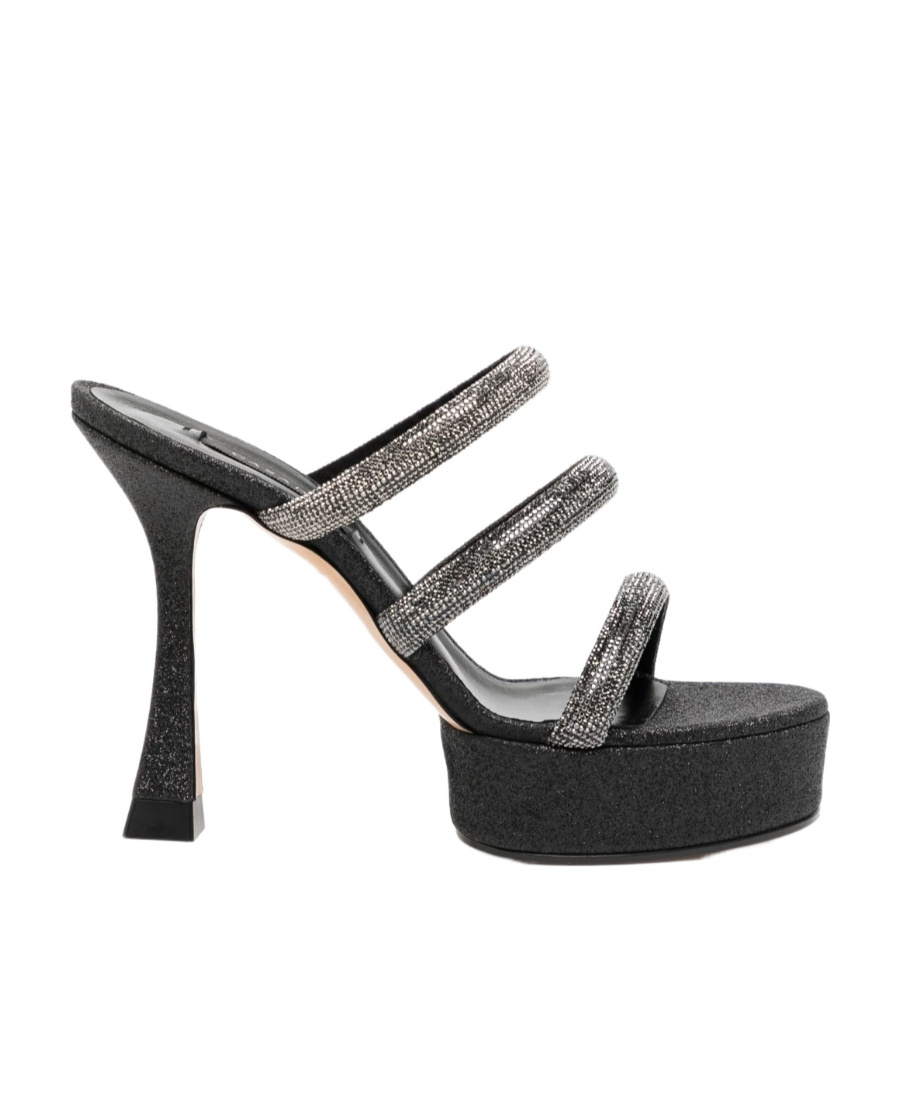 Casadei Rhinestone-strap Heeled Mule Sandals In Black