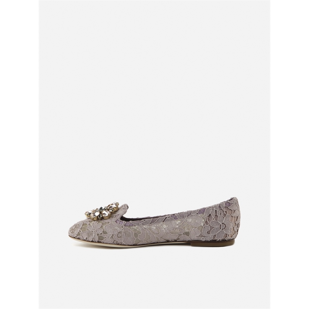 Dolce & Gabbana Vally Taormina Lace Ballerina Shoes In Gray