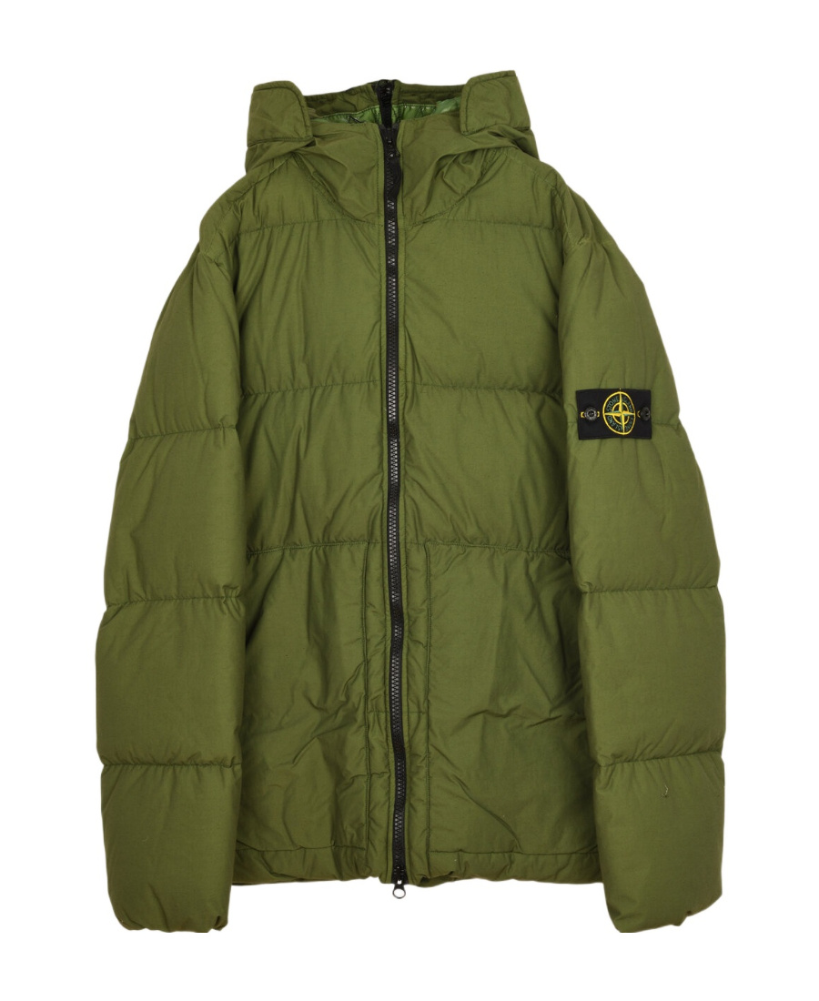 Stone Island Compass-patch Puffer Jacket In Green
