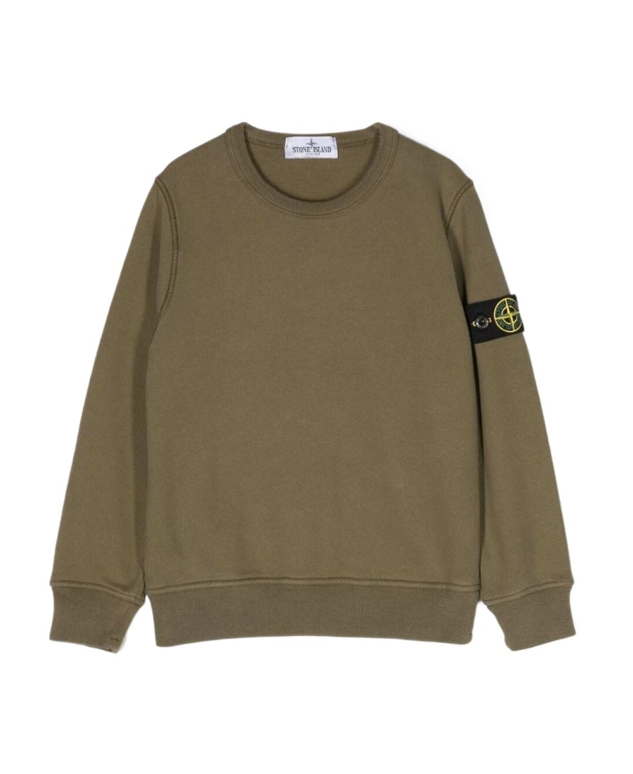 Stone Island Junior Compass-motif Crewneck Sweatshirt In Green