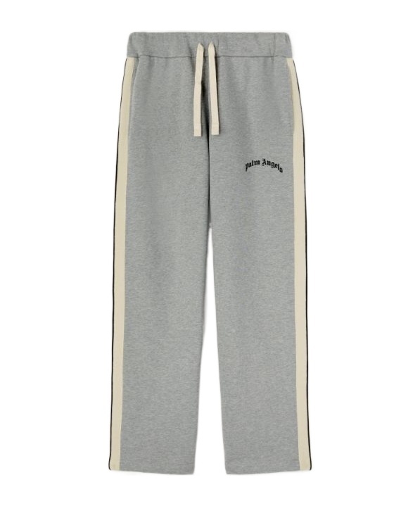 Palm Angels Curved Logo Printed Sweatpants In Gray