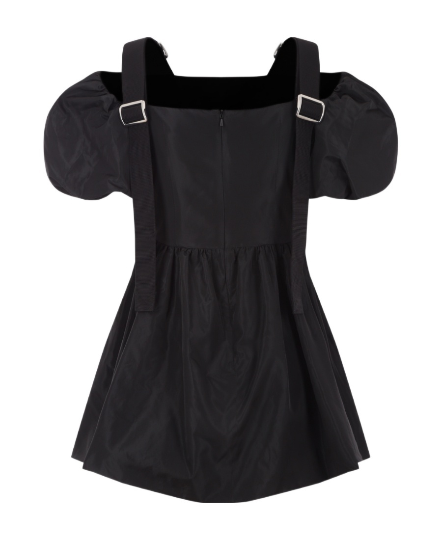 Simone Rocha Puff-sleeve Mini Dress With Slider Straps In Black