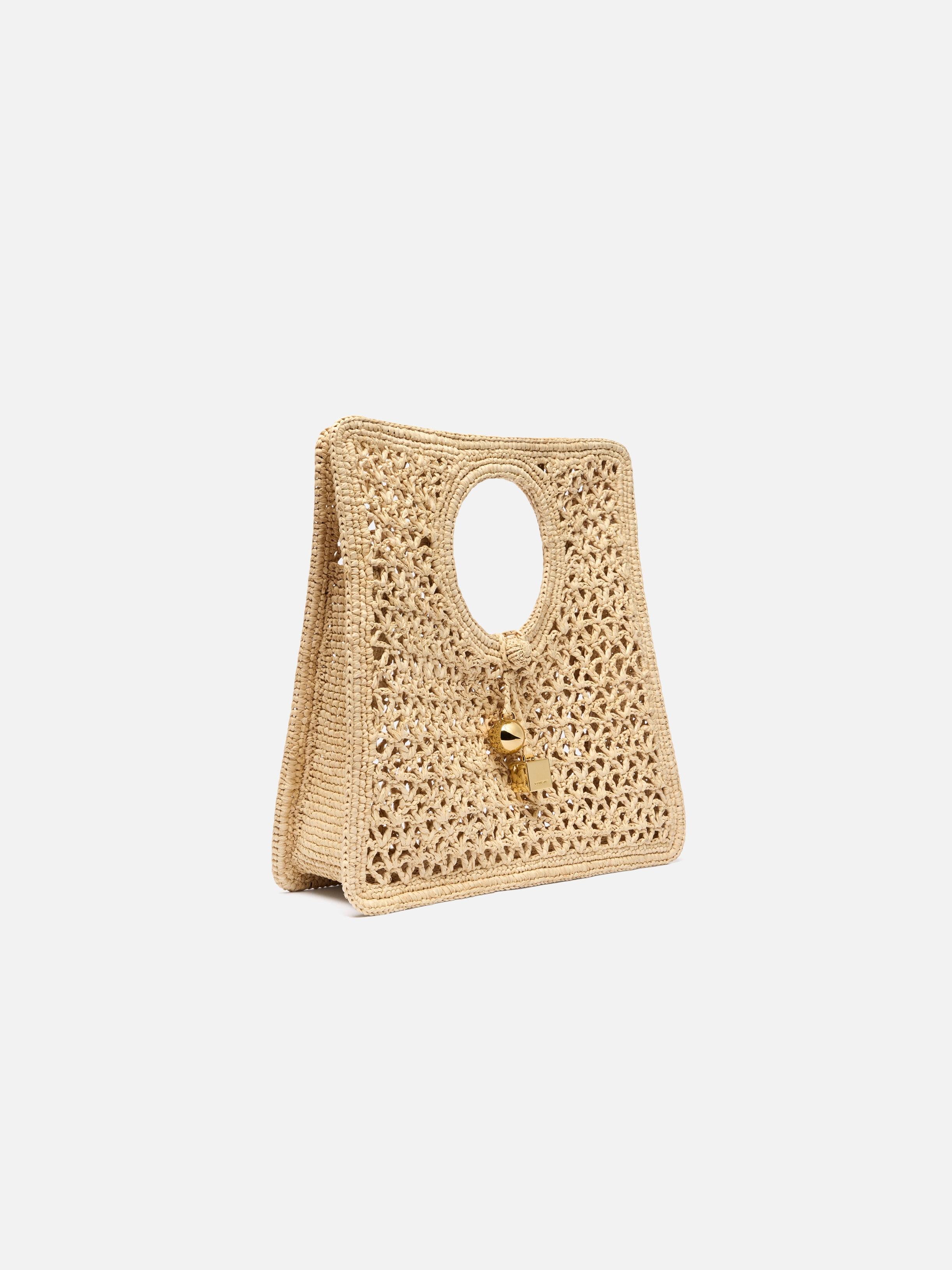 Jacquemus Small The Spiaggia Circular-handle Crochet Tote Bag In Brown