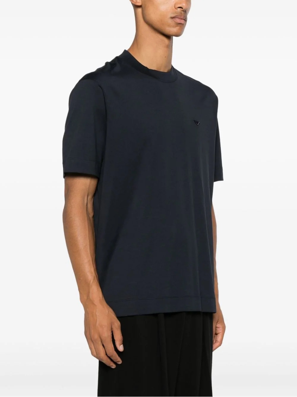 Emporio Armani Logo-embroidered Cotton Blend T-shirt In Black