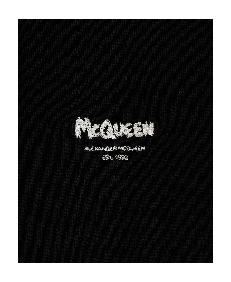 Alexander Mcqueen Small Graffiti Logo Hoodie In Black