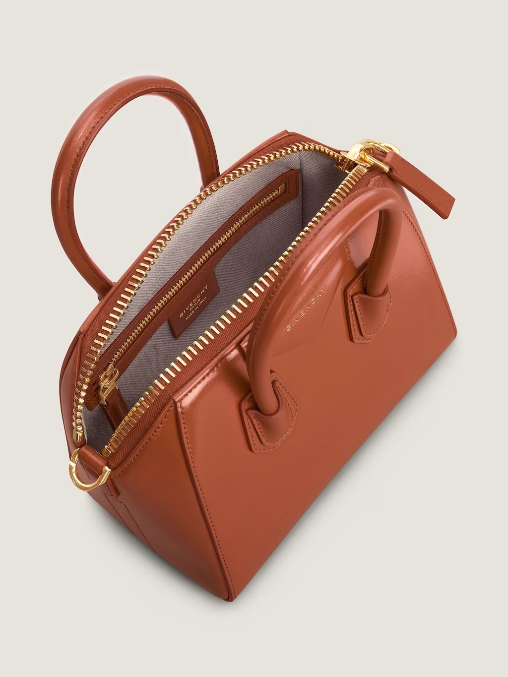 Givenchy Mini Antigona Bag In Box Leather In Brown