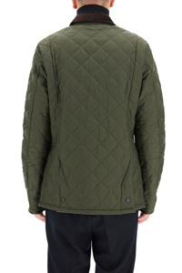 Shop Barbour Corduroy-collar Padded Jacket In Green