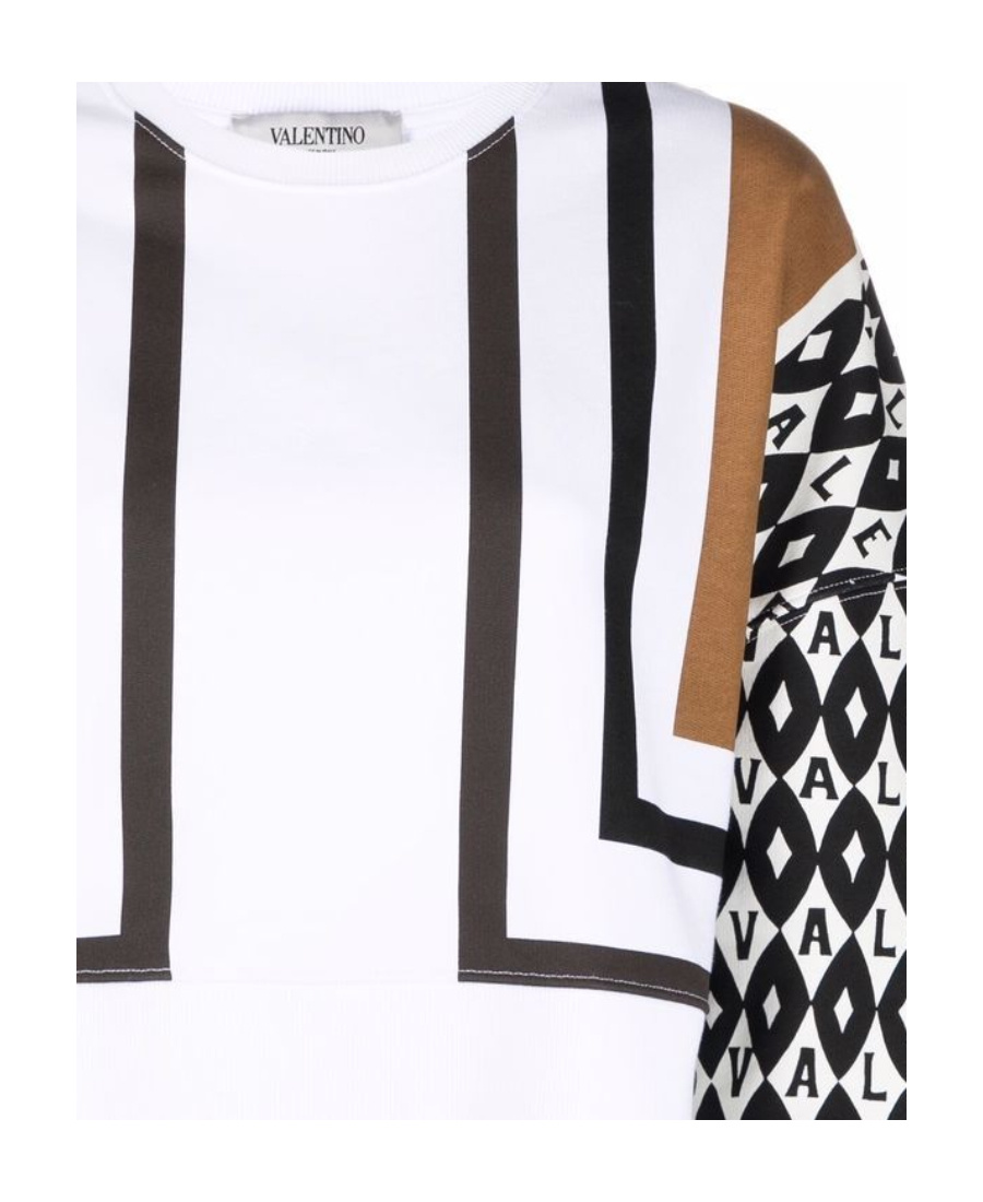 Shop Valentino Printed Cropped Sweatshirt In White