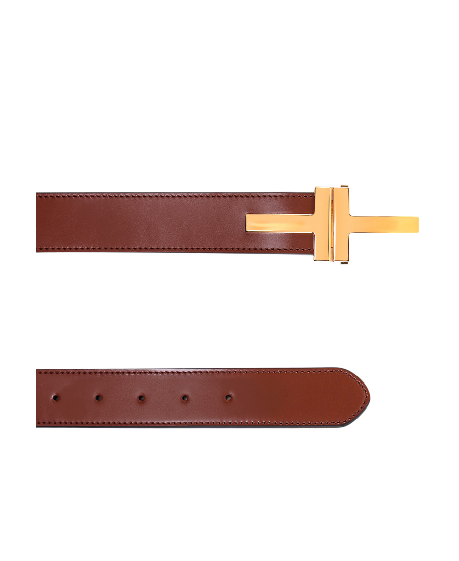 Tom Ford Logo-plaque Leather Belt In Black