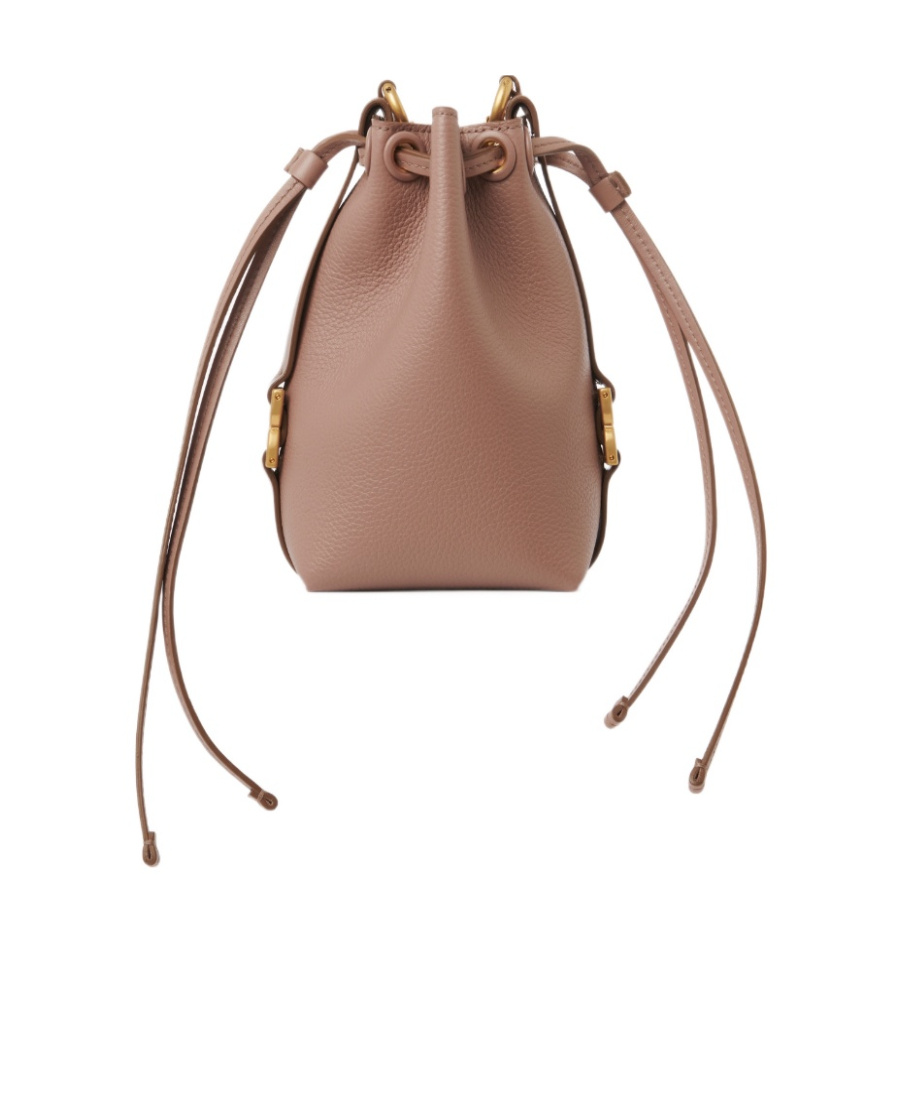 Shop Chloé Micro Marcie Leather Bucket Bag In Brown