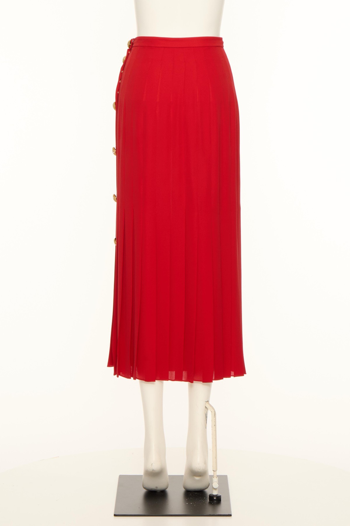 Shop Valentino Georgette Midi Skirt In Red