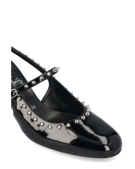 Christian Louboutin Janispikes 55 Mary-jane Slingback Pumps In Black