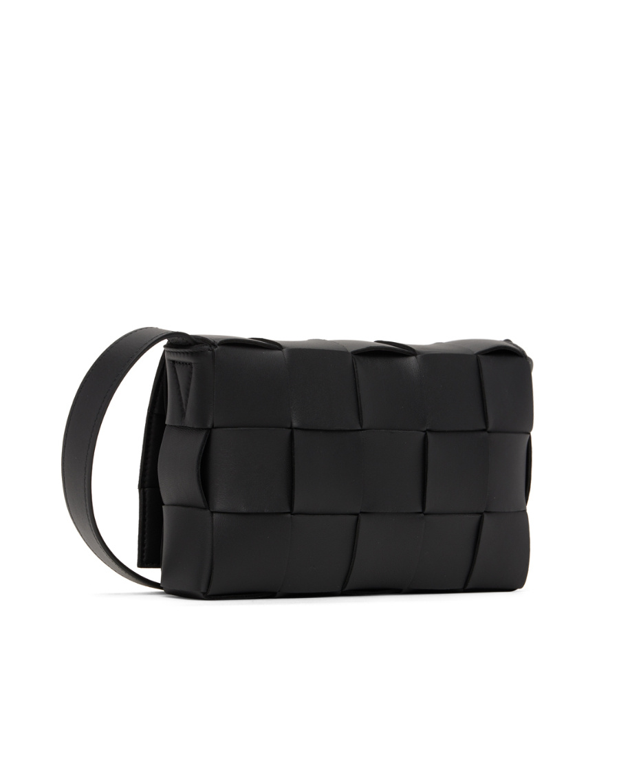 Bottega Veneta Womens Black Cassette Small Intrecciato Leather Cross-body Bag In Black