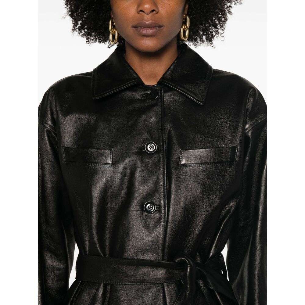 Dolce & Gabbana Drop Shoulder Belted Jacket In Black