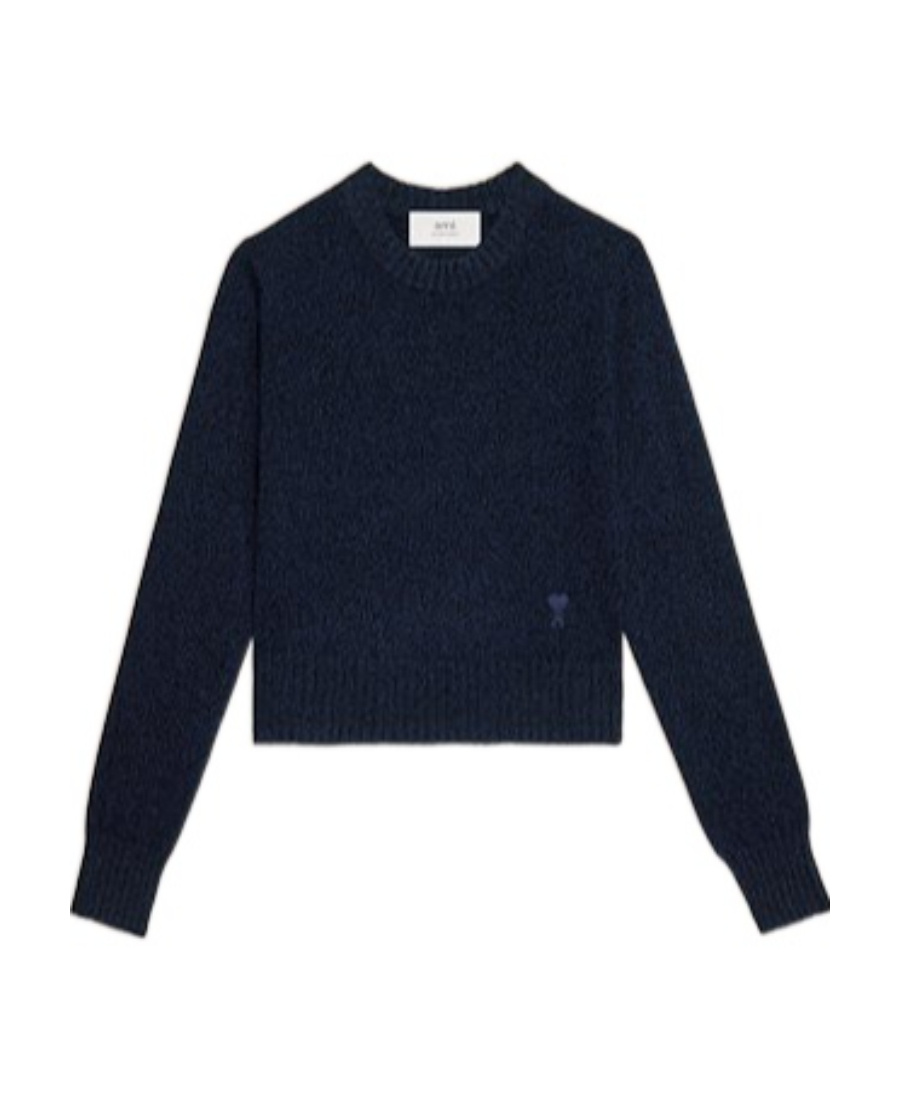 Ami Alexandre Mattiussi Ami Paris Long-sleeved Crewneck Knitted Jumper In Black