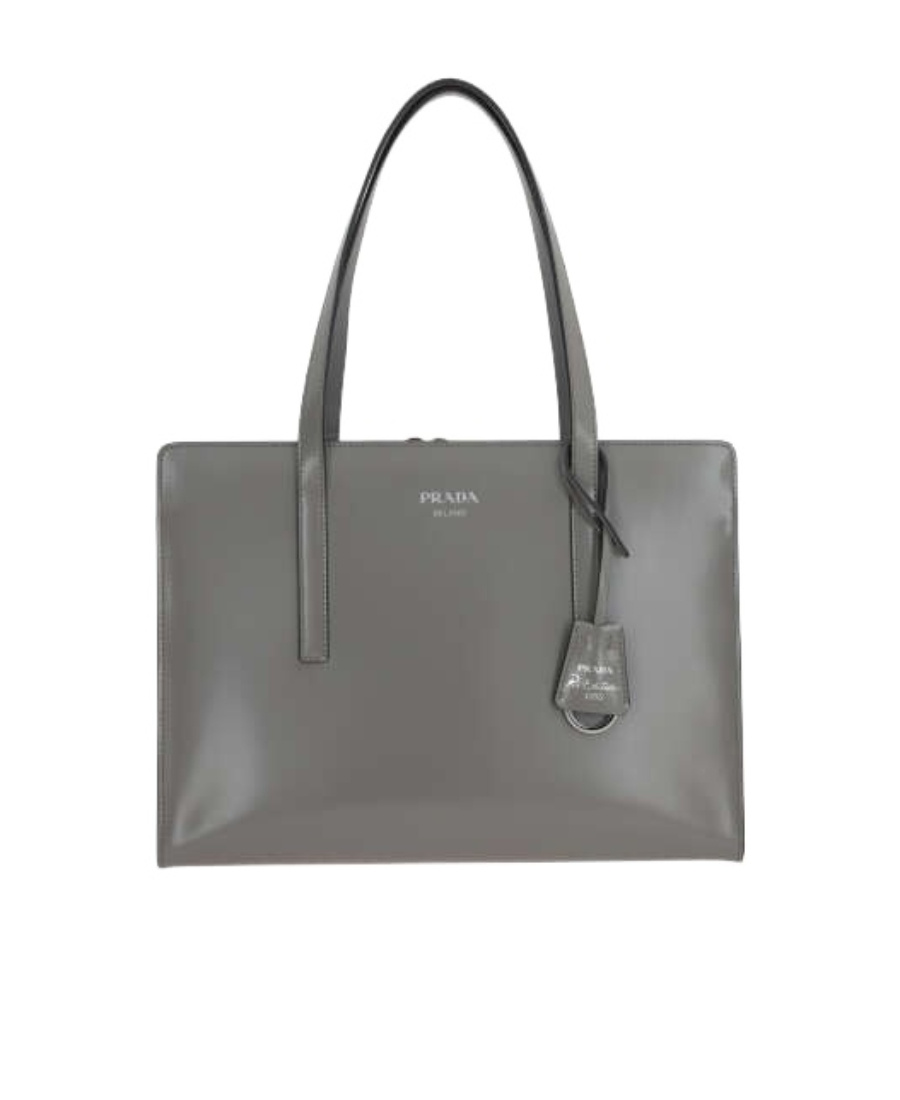 Prada Medium 1995 Re-edition Brushed Leather Tote Bag In Gray