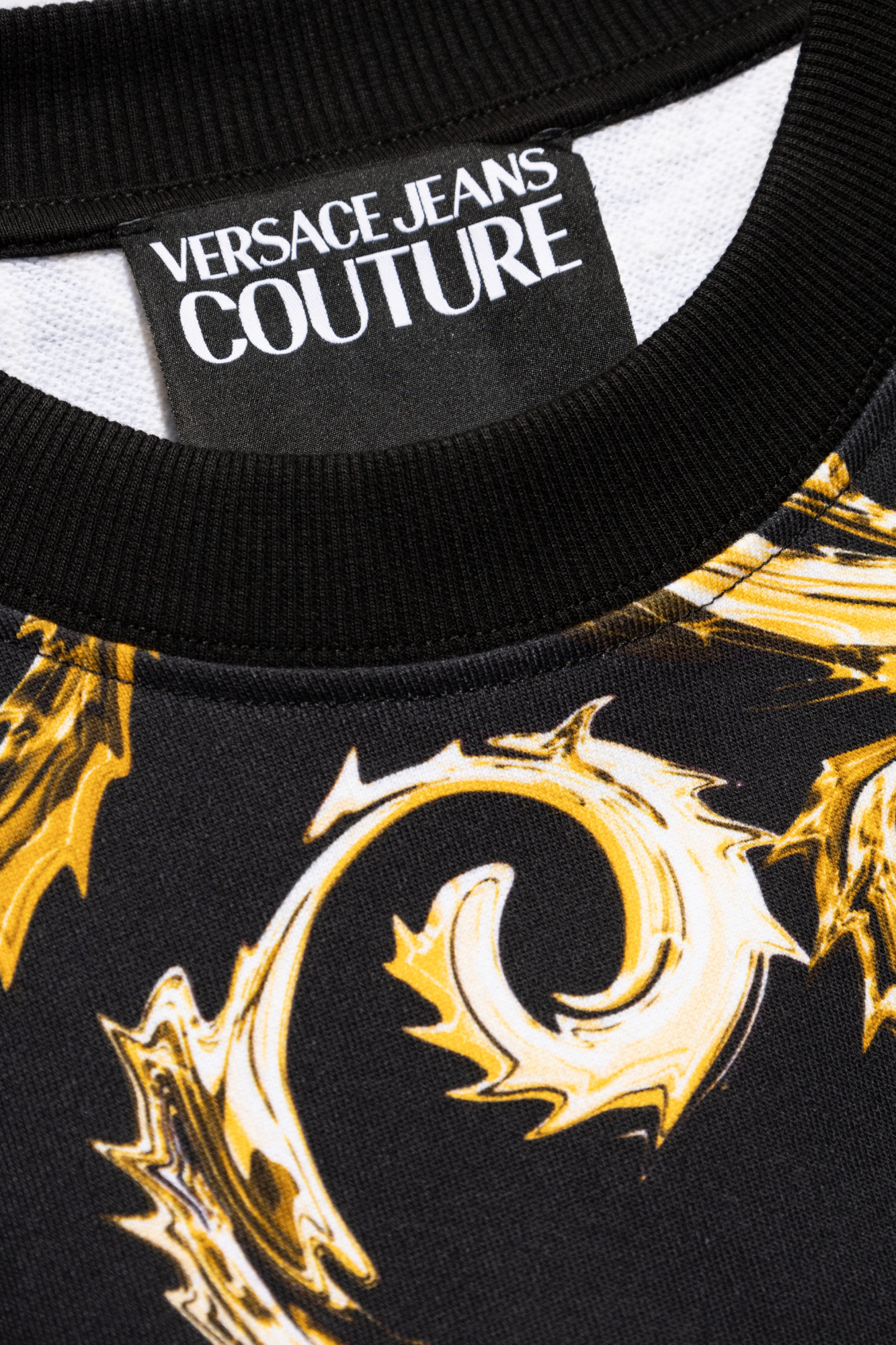 Shop Versace Jeans Regalia Baroque Print Cotton Sweatshirt In Black