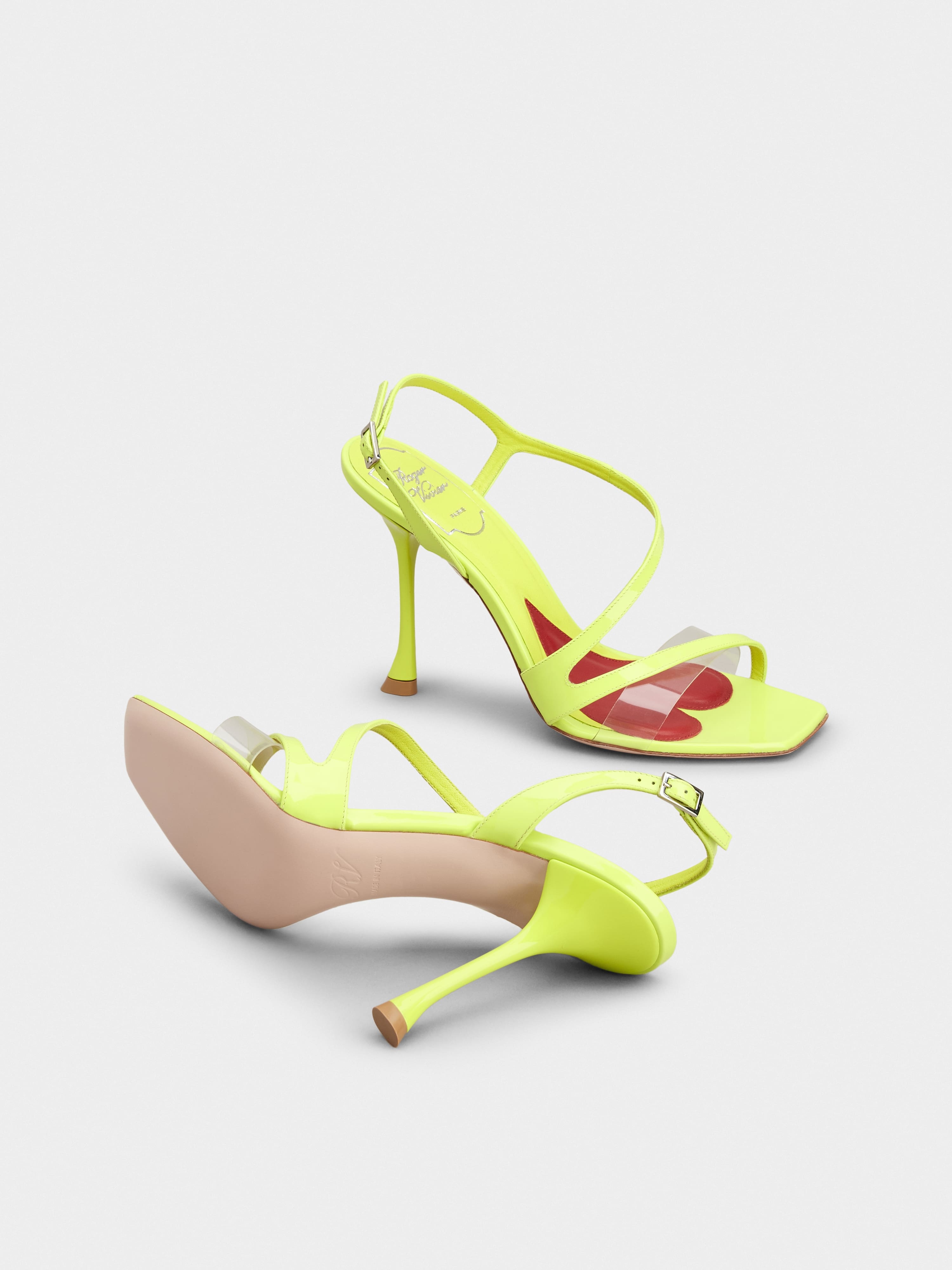 Roger Vivier Logo High-heeled Sandals In Yellow
