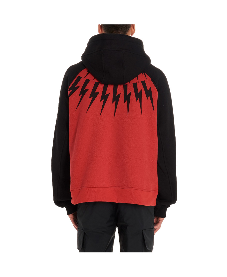 Neil Barrett Lightning Printing Hooded Sweater In Red