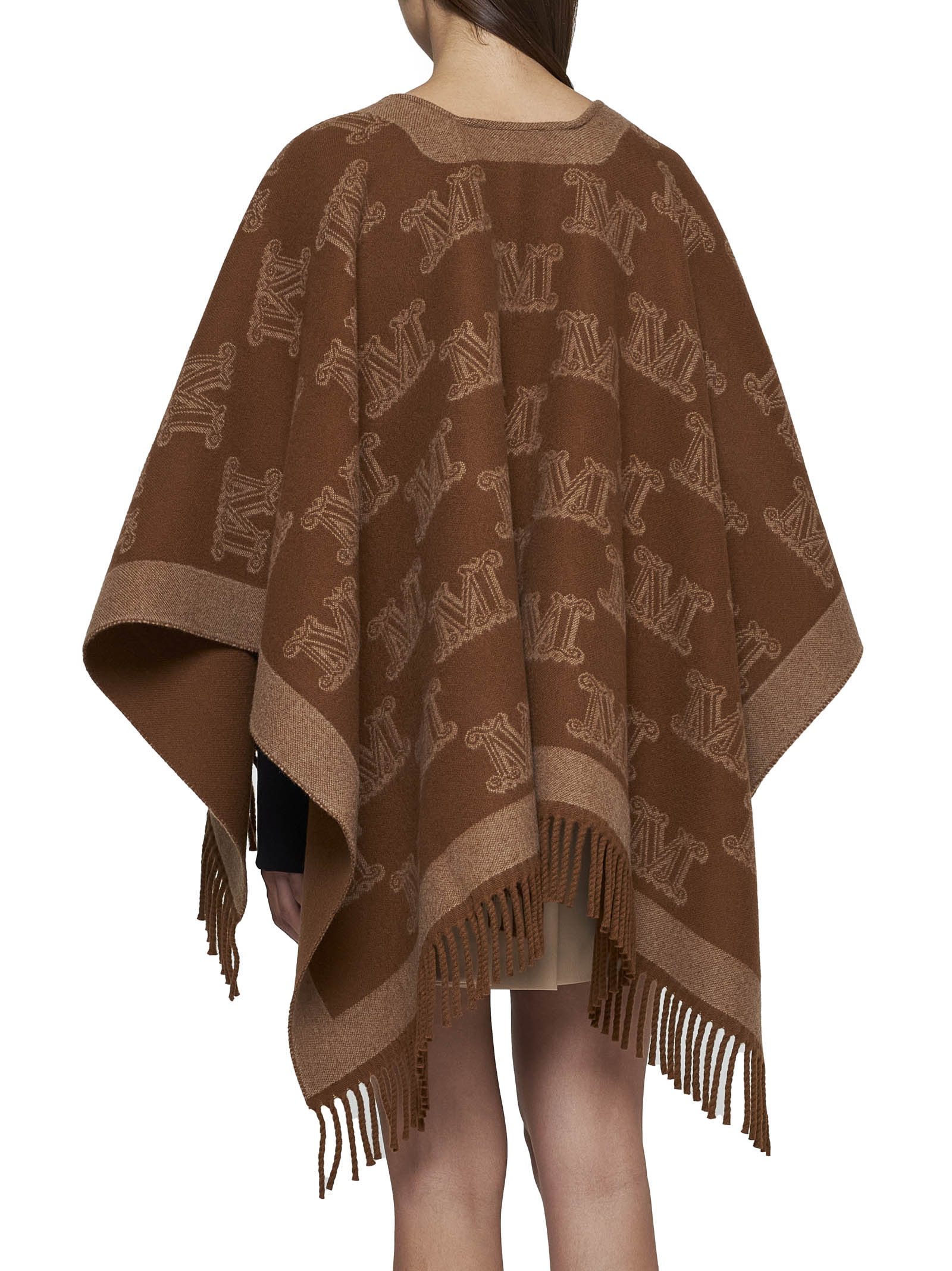 Max Mara Maxmara Studio Frine Cape In Brown